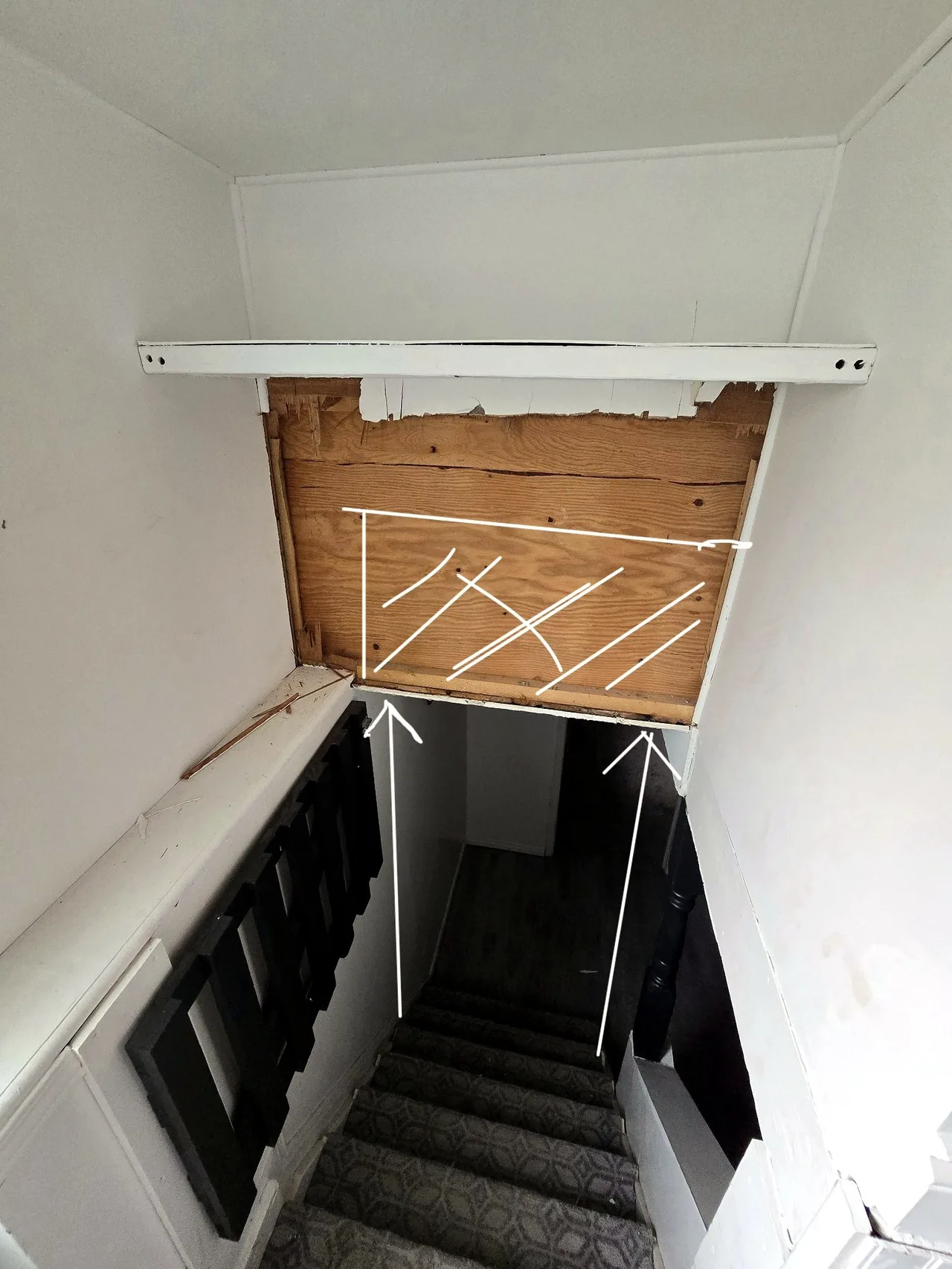 Full Basement Finishing — Staircase Rebuild: before photo 1