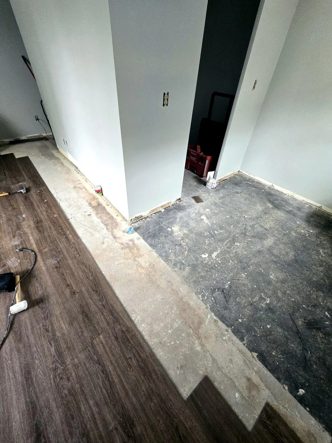 Bedroom & Bathroom Renovation — Flooring Installation: during photo 1